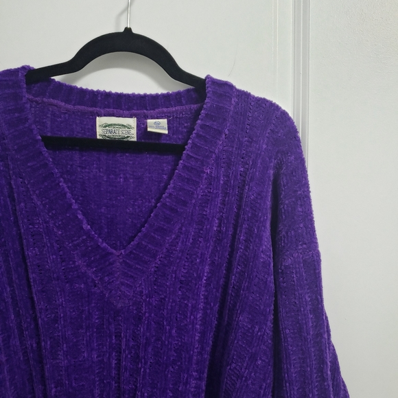 VINTAGE SEPARATE SCENE Oversized Purple Chenille Sweater - Picture 6 of 7